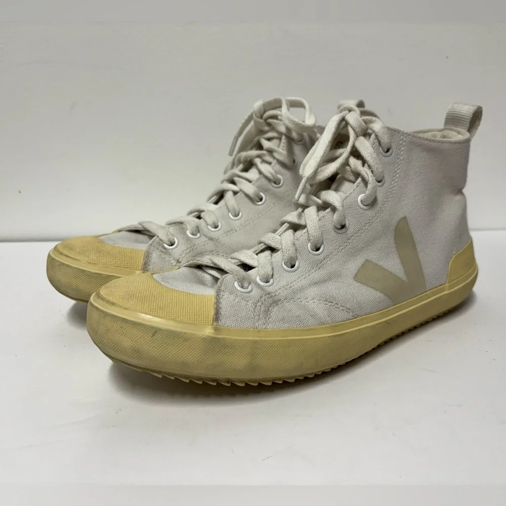 VEJA Nova High Top White Canvas Butter Tan Soled Lace Up Sneakers Women’s 10